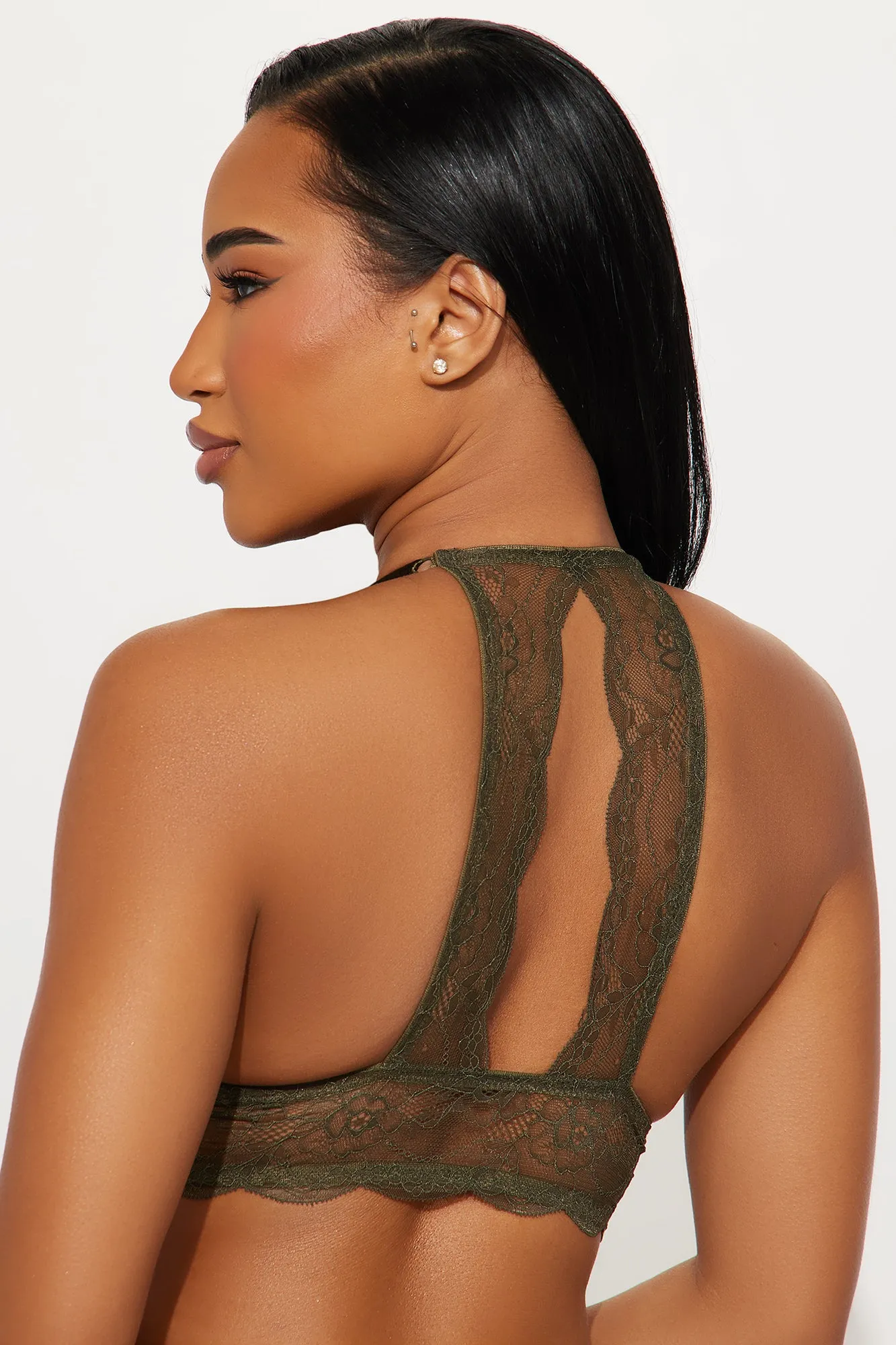 A Touch Of Lace Front Closure Mega Push Up Bra - Dark Olive