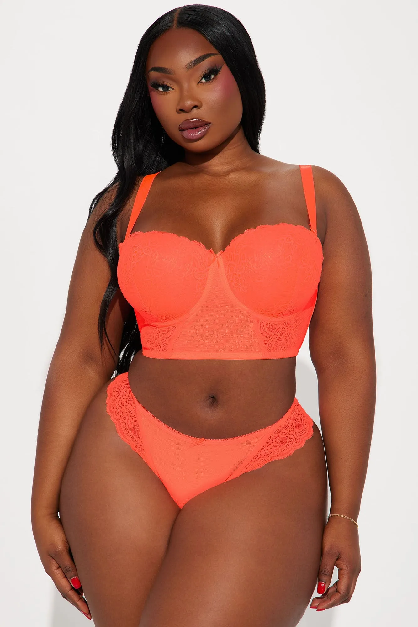 Belong To You Lace Bra - Neon Coral