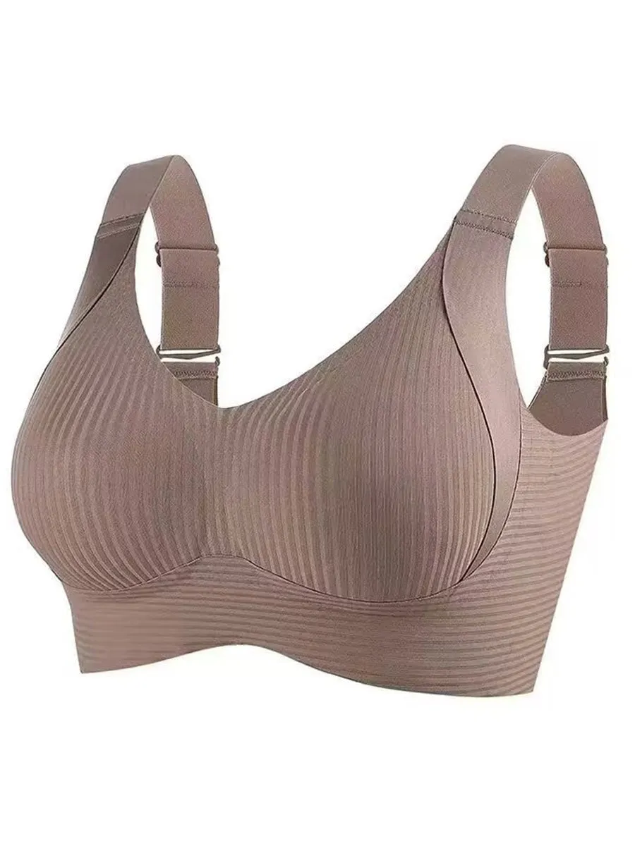 Buy 1 Get 3 PacksWomen's Ribbed Push Up Adjustable Wireless Bra