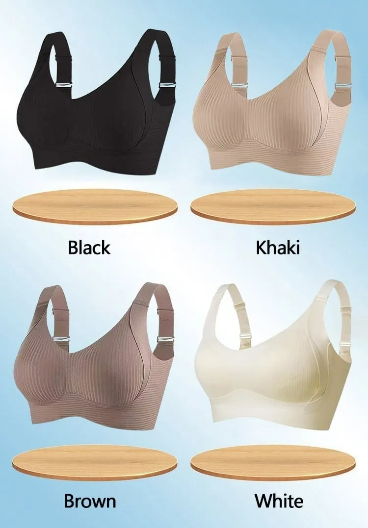 Buy 1 Get 3 PacksWomen's Ribbed Push Up Adjustable Wireless Bra