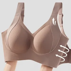 Buy 1 Get 3 PacksWomen's Ribbed Push Up Adjustable Wireless Bra