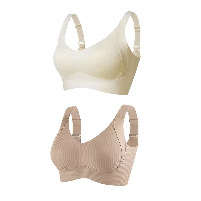 Buy 1 Get 3 PacksWomen's Ribbed Push Up Adjustable Wireless Bra