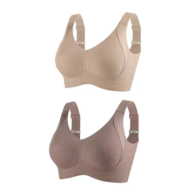 Buy 1 Get 3 PacksWomen's Ribbed Push Up Adjustable Wireless Bra