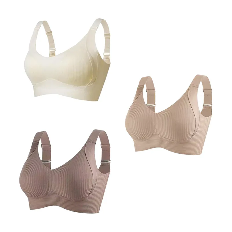 Buy 1 Get 3 PacksWomen's Ribbed Push Up Adjustable Wireless Bra