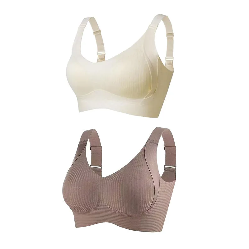 Buy 1 Get 3 PacksWomen's Ribbed Push Up Adjustable Wireless Bra
