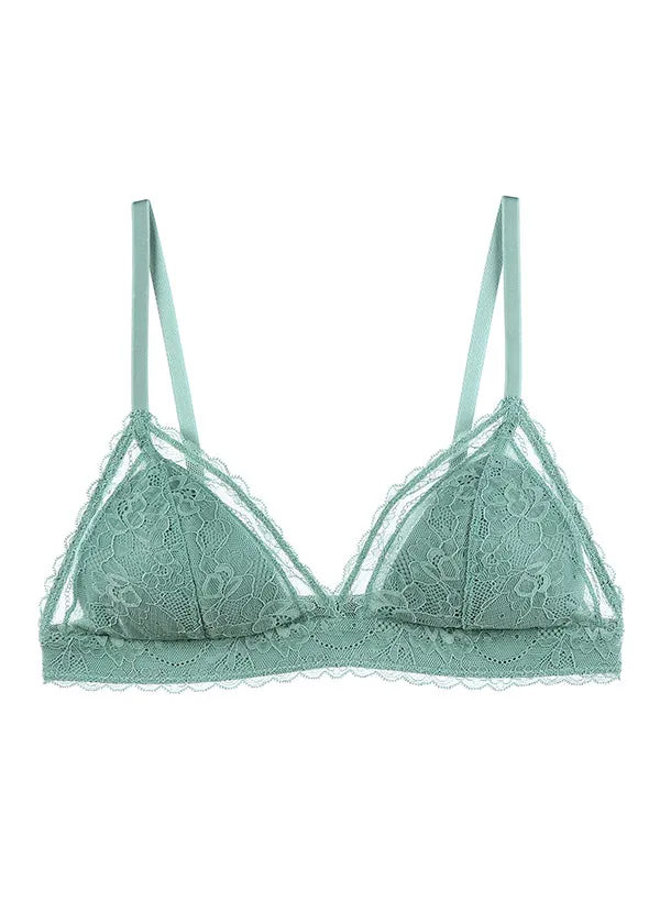 LILY Plus Comfort Triangle Wireless Recycled Lace Bralette Demi Bra
