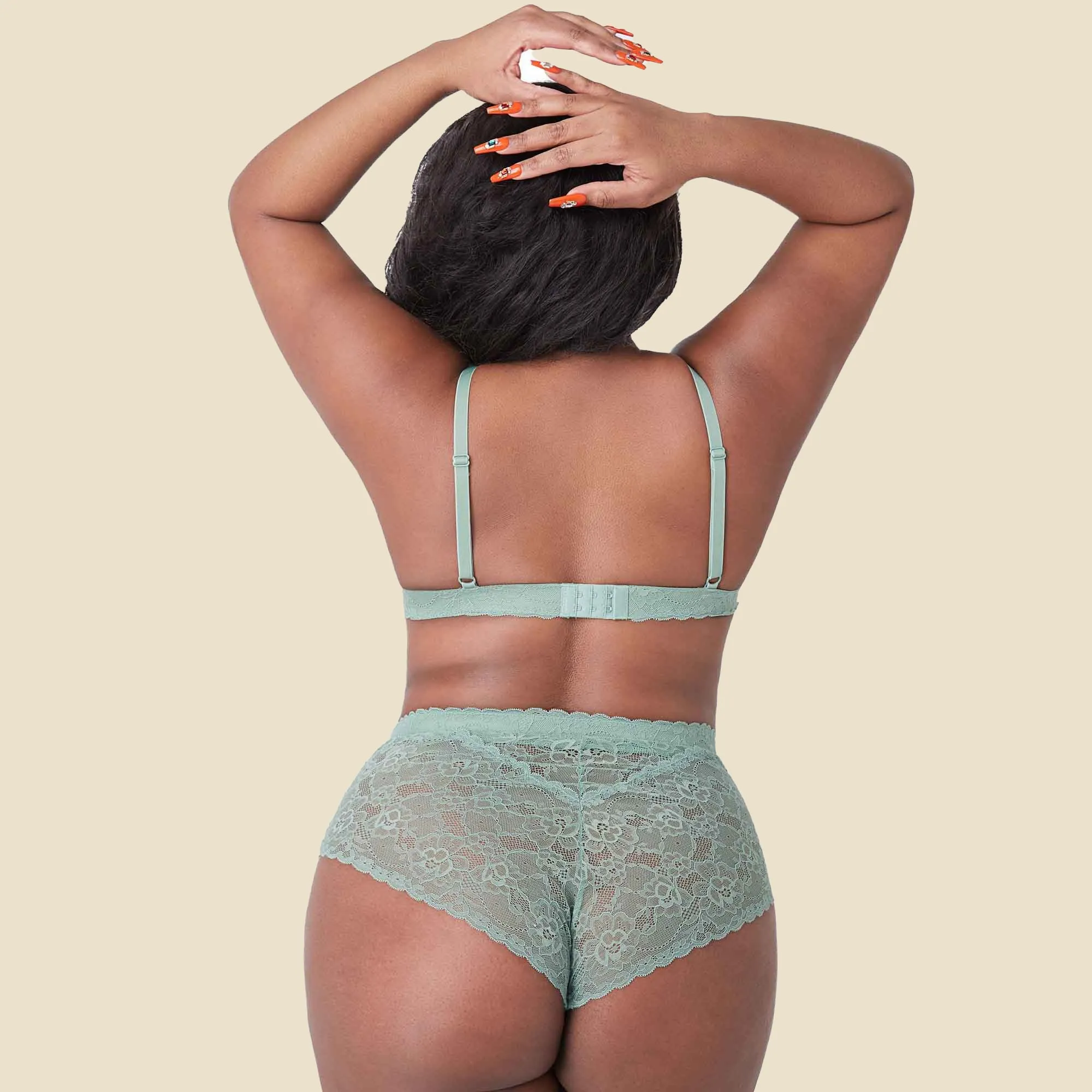 LILY Plus Comfort Triangle Wireless Recycled Lace Bralette Demi Bra