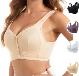Moona Bras 2025 Front Closure Breathable Sports Bra for Seniors Push up Bras for Women Wide Strap Wireless Underwear