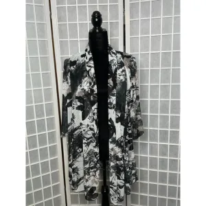 Sheer Cardigan -  Brown/White/Black -Print 617
