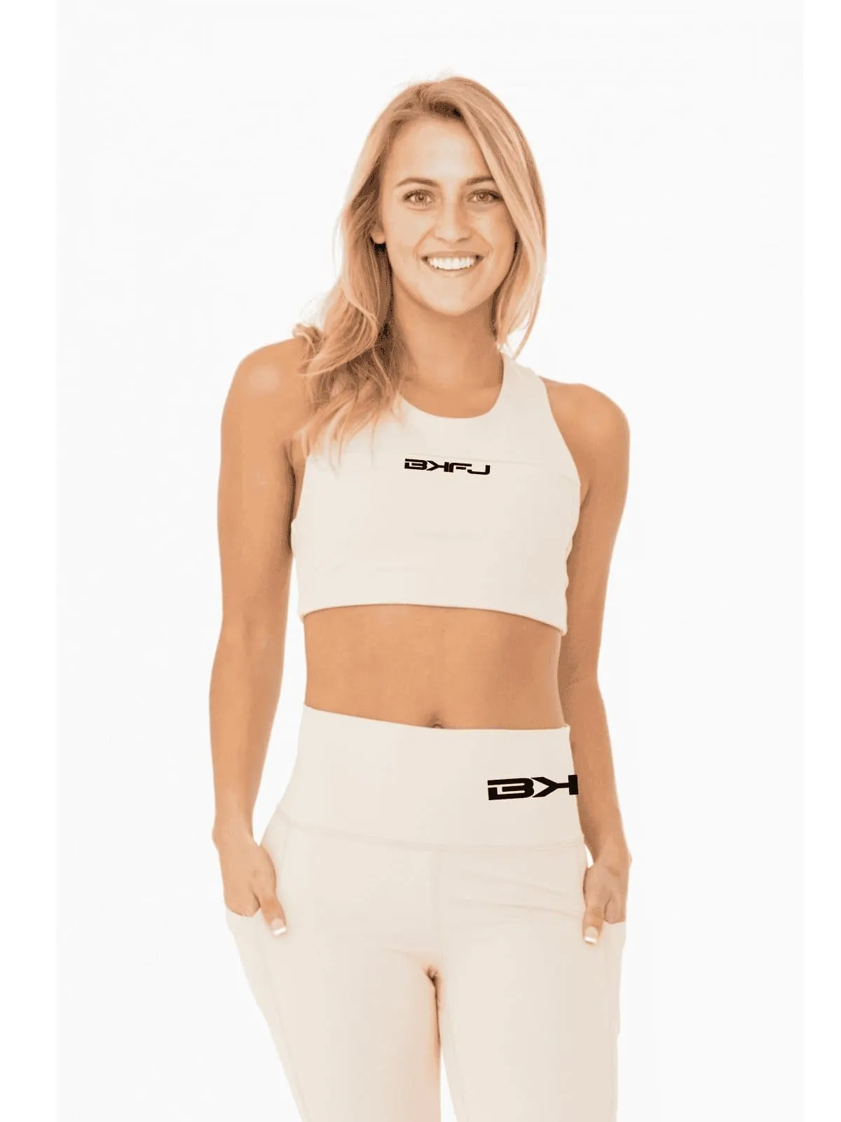 Split Front Overlay Back Adjustable Sports Bra
