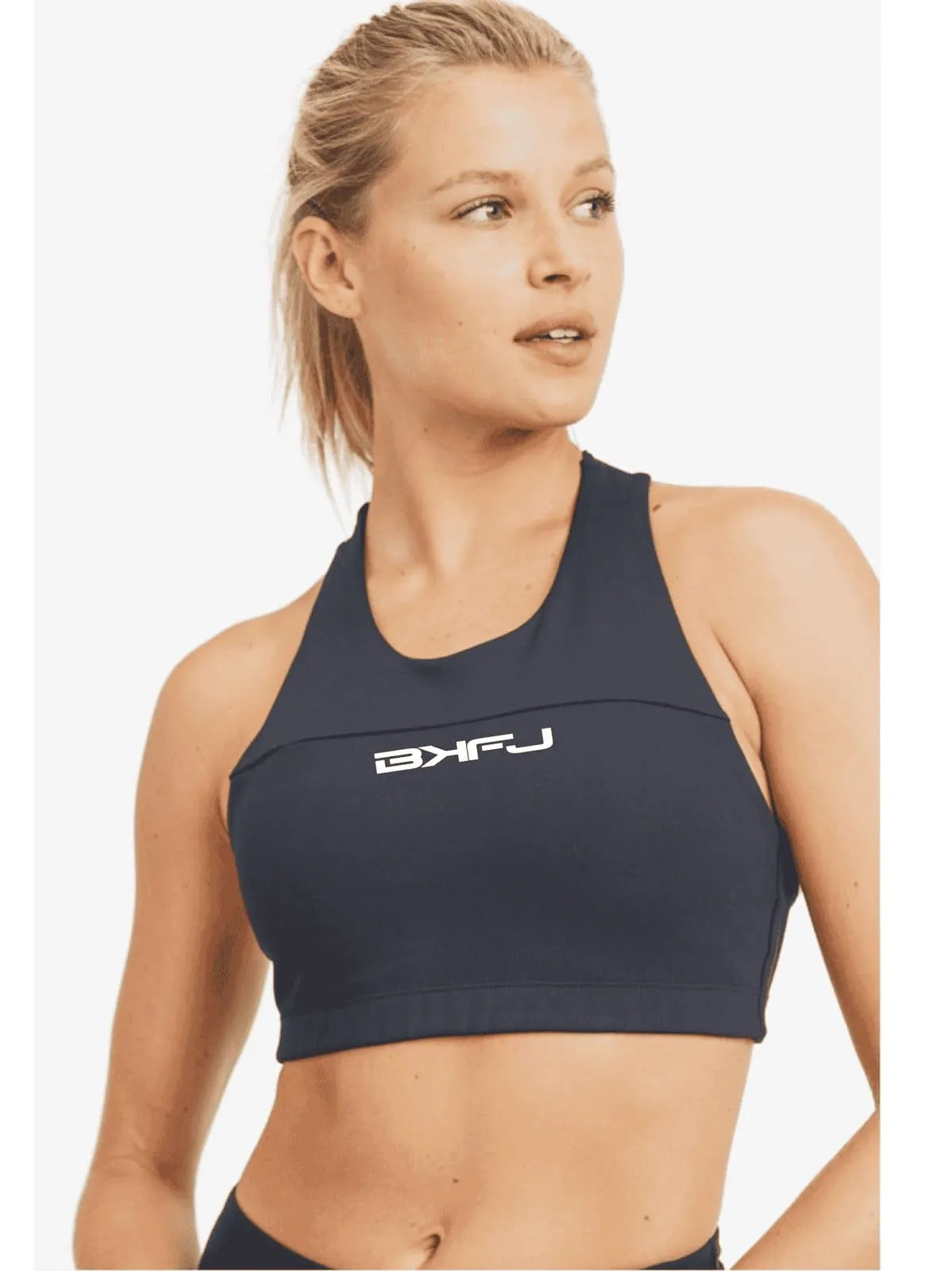 Split Front Overlay Back Adjustable Sports Bra