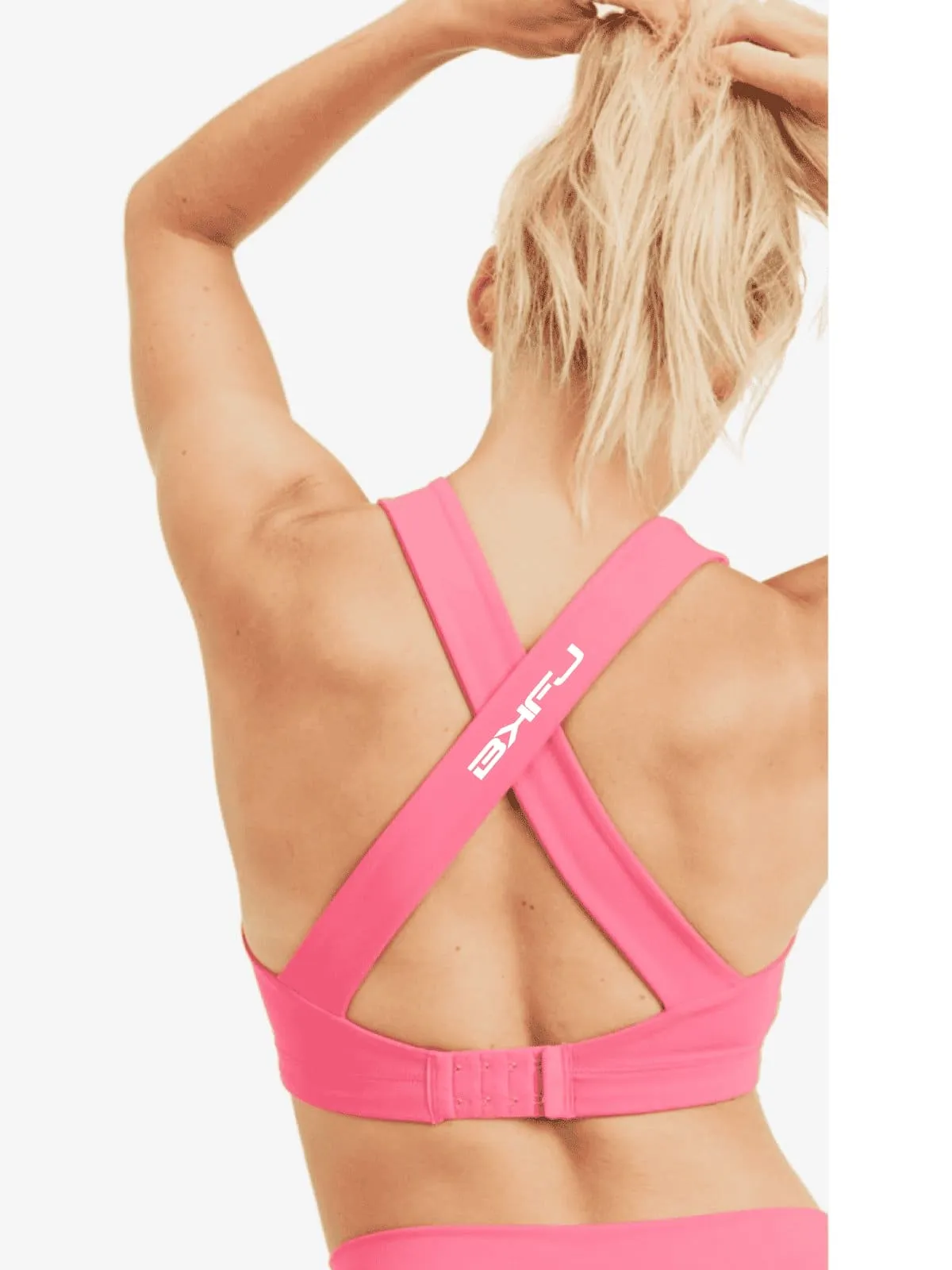 Split Front Overlay Back Adjustable Sports Bra