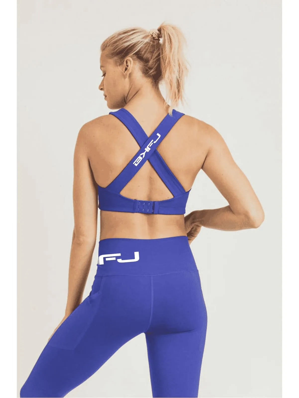 Split Front Overlay Back Adjustable Sports Bra