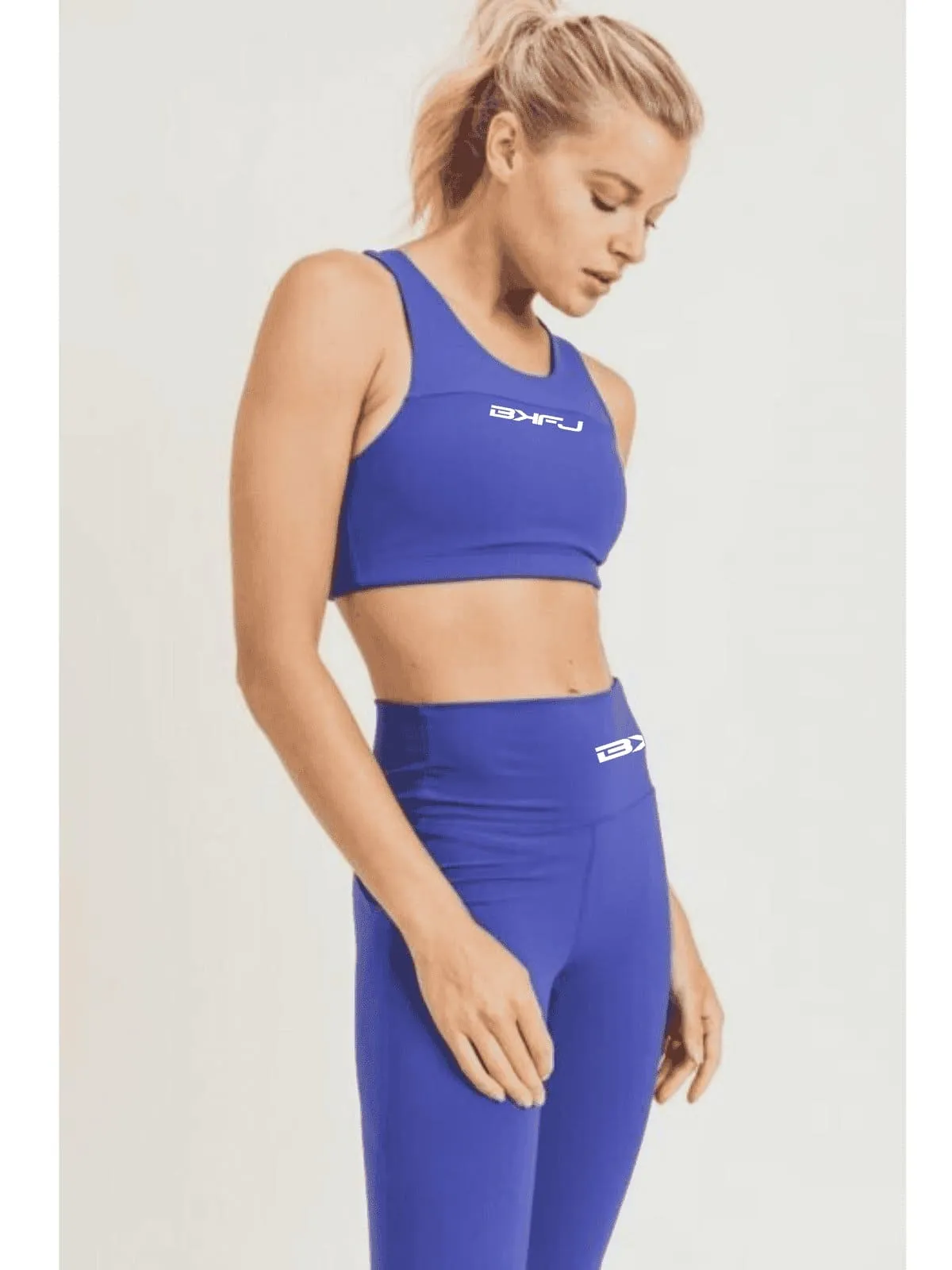 Split Front Overlay Back Adjustable Sports Bra