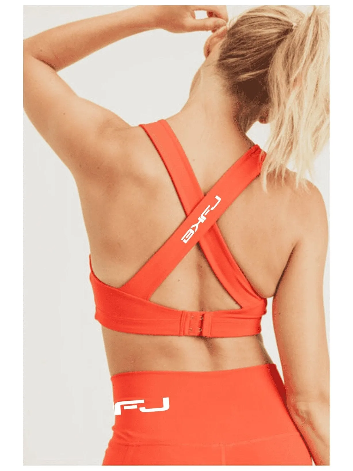 Split Front Overlay Back Adjustable Sports Bra