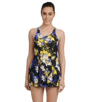 Women's Endurance10 Racerback Swimdress With Boyleg- Speedo Navy & Deep Peri